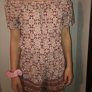 off the shoulder flowy rhomper